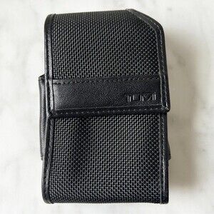 Vintage Tumi Flip Phone Case Black Leather/Nylon Magnetic Closure Belt Clip